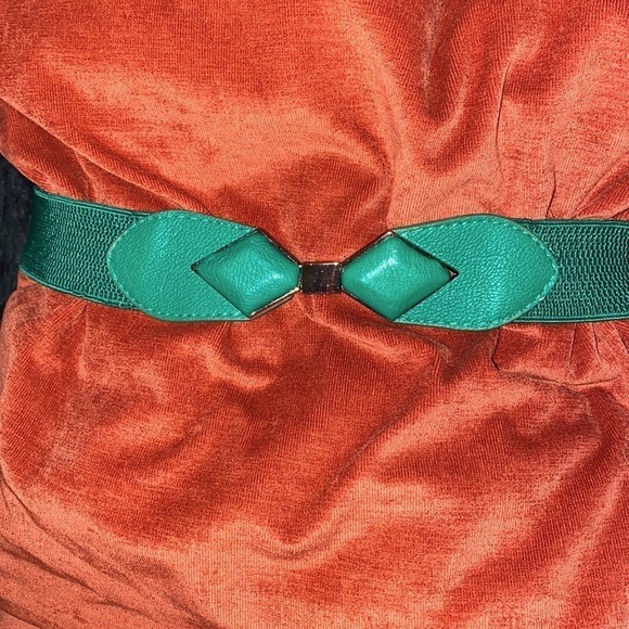 Vintage green elastic bow  belt - Picture 4 of 11
